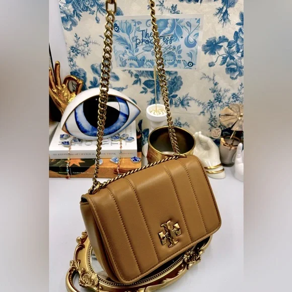 🆕 TORY BURCH 🧿 NWOT Kira Chain Shoulder Bag, Toasted Sesame - AUTHENTICATED - Picture 2 of 16